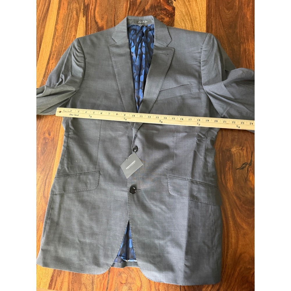 Indochino Mens Gray Two Button Tailored‎ Blazer Jacket Blue Polka Dot Lining 42R - Picture 5 of 11